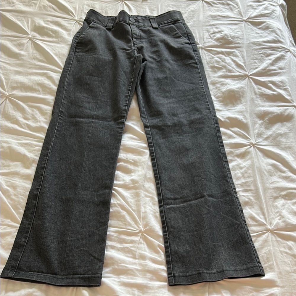 Lee Platinum Label Women's Gray Denim Wide-Leg 2 back Pocket Jeans Size Medium